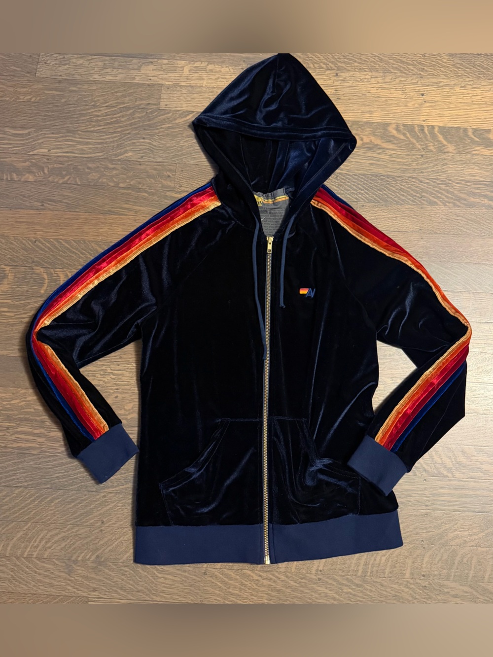 Aviator Nation Classic Velvet Relaxed Zip Hoodie Navy Blue Small EUC - Picture 7 of 14